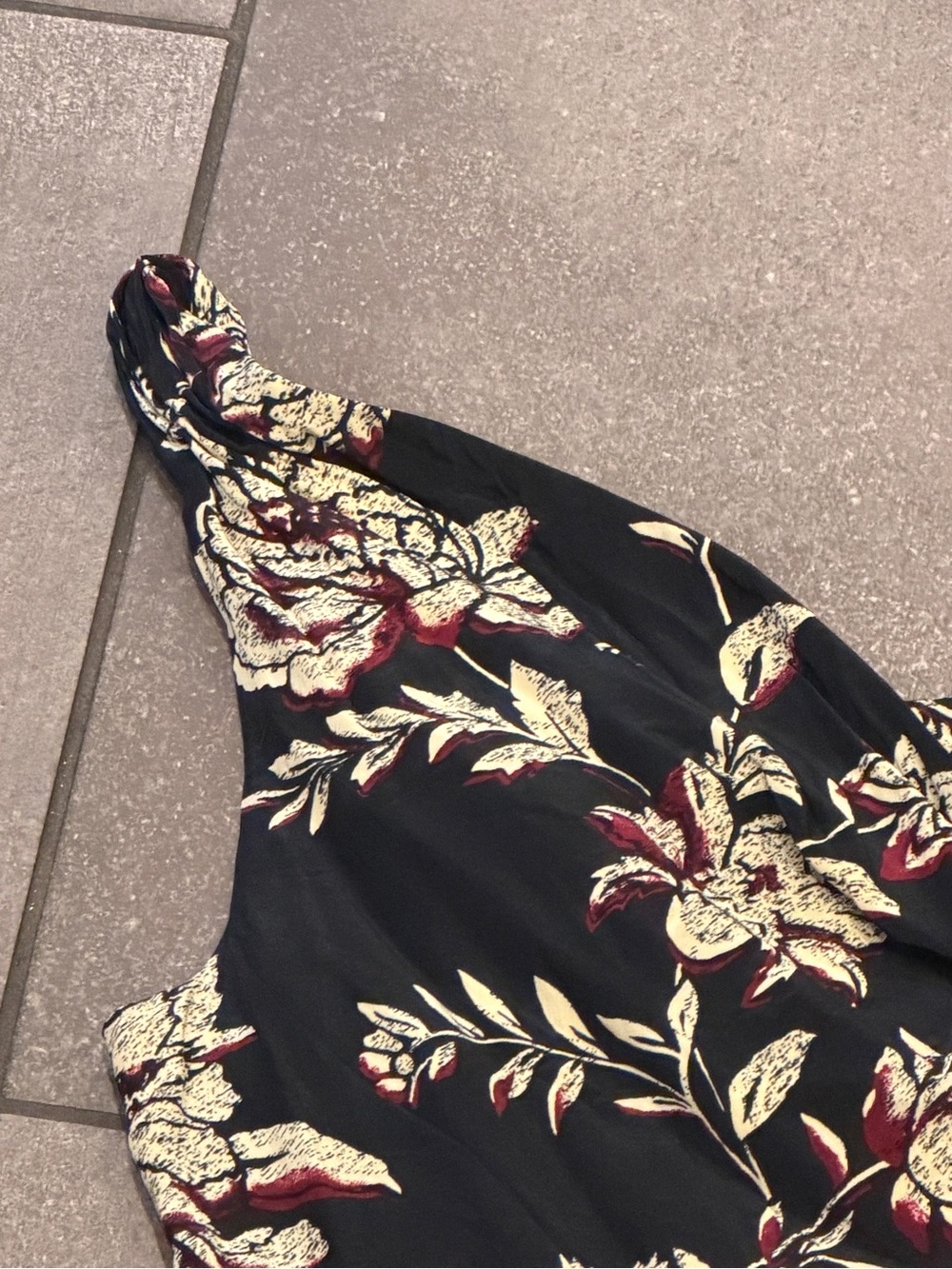J. Crew Size 6 Black Floral Cowl Neck Camisole with Maroon, Tan Gold Accents - Picture 2 of 11
